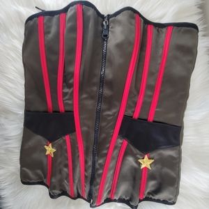 Frederick's of Hollywood Vintage Corset Zip Front, Tie Back Size Small